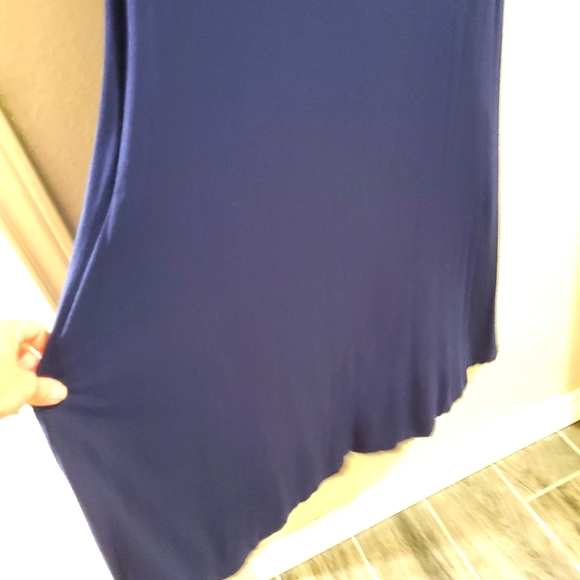 Blue, flower embroidered Nina Leonard dress - Picture 5 of 7